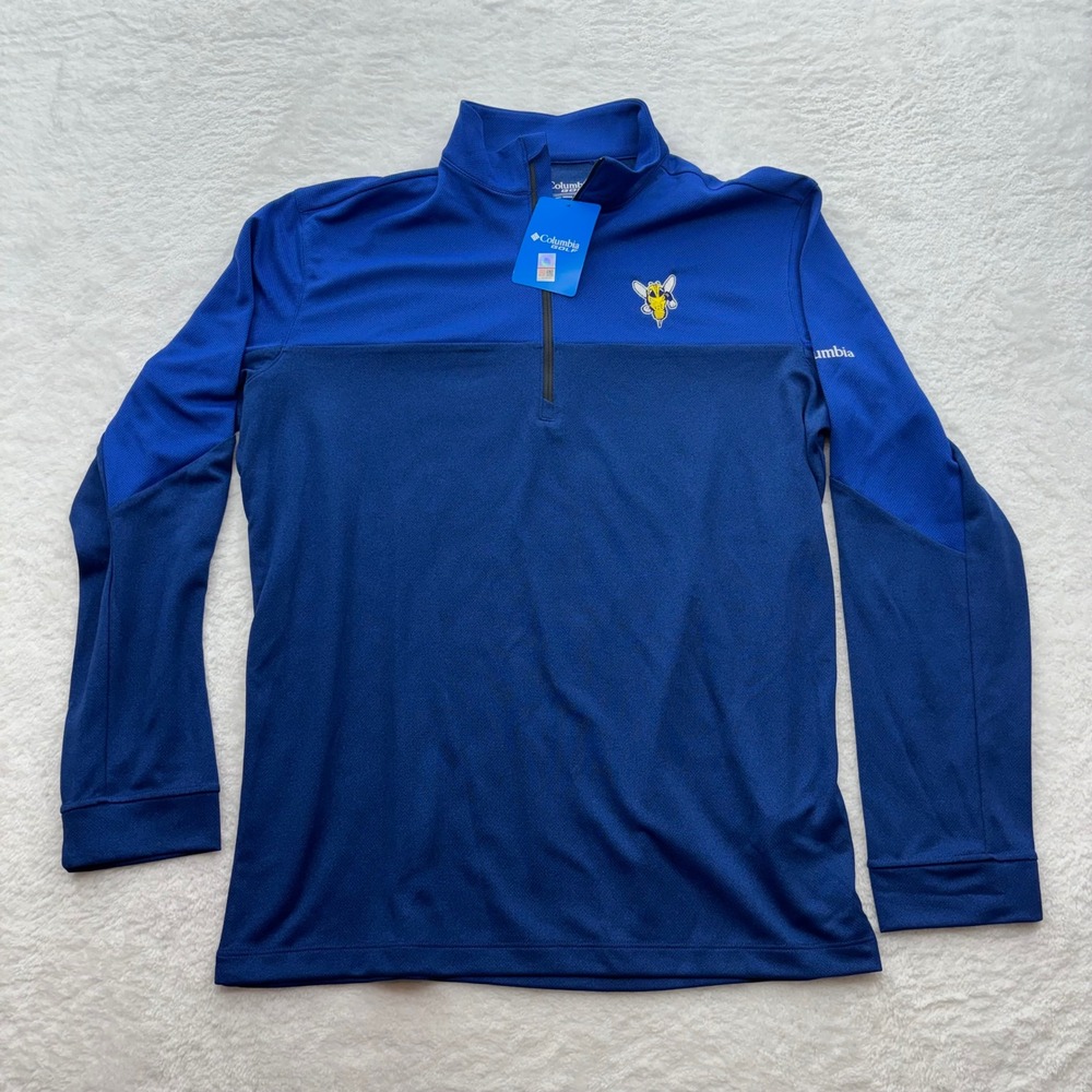Columbia Golf Mens Blue Quarter Zip Pullover Yellow Jacket Mascot Size M C100